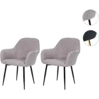 Mendler 2x chaise de salle à manger HWC-F18, fauteuil de cuisine, design rétro tissu gris, pieds noirs