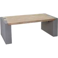 Mendler Table Basse de Salon MENDLER HWC-A15, Design Béton Sapin Massif Rustique 46x122x60cm