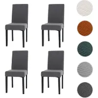Mendler Lot de 4 chaises de salle à manger Littau, chaise de cuisine à dossier haut, tissu/textile Velours Bois gris foncé, pieds foncés