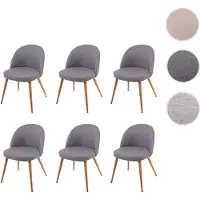 Mendler 6x chaise de salle à manger HWC-D53, fauteuil, style rétro années 50, en tissu gris foncé