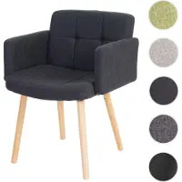 Mendler Chaise de séjour Orlando II, style rétro tissu, gris foncé
