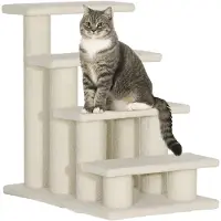 Aosom Huisdier trapje met 4 treden lichtbruin 63,5 x 43 x 60cm