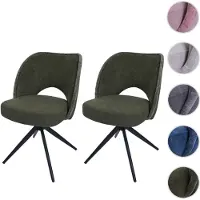 Mendler Fauteuil de salle à manger HWC-N72, fauteuil de cuisine rembourré, pivotant avec retour automatique, tissu/textile (420g/m²), couleur vert