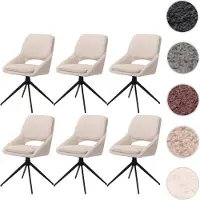 Mendler Ensemble de 6 chaises de salle à manger HWC-N73, chaises de cuisine, pivotantes avec système de retour automatique, revêtues en tissu bouclé (540g/m²), couleur crème