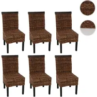 Mendler Lot de 6 chaises M45, banane tressée, 47x54x93cm pieds foncés, sans coussin