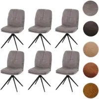 Mendler Lot de 6 chaises de salle à manger HWC-M68, fauteuil de cuisine, pivotant Auto-Position, métal tissu/textile gris