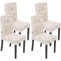 Generique Lot de 4 chaises de séjour Littau tissu words fabric, pieds foncés