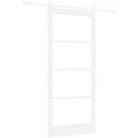 vidaXL Porte coulissante , 93 x 211 cm, en bois massif (pin) et verre, de couleur blanche