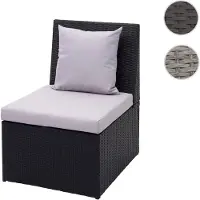 Mendler Fauteuil En Polyrotin Hwc-G16, Chaise De Jardin, Gastronomie Noir, Coussin Gris Clair
