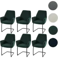 Mendler Ensemble de 6 chaises pivotantes HWC-G67, chaises pour salle à manger ou cuisine, revêtues en tissu/textile MVG, couleur verte