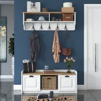Skye Decor , P2 - 1636 - Walnut, Armoires, Poteau d'entrée, blanc, 120 x 45 x 40 cm
