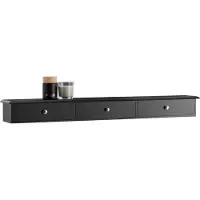 SoBuy Armoire murale FRG43-L-SCH - 3 tiroirs - 93 x 10 x 15 cm - Noir