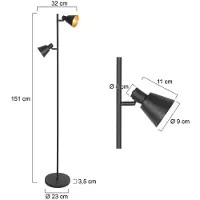 Steinhauer Lampadaire Oeroe noir avec or