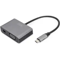 Digitus Adaptateur graphique USB-C 4K 2 en 1 Mini DisplayPort + VGA (VGA, 20 cm), Adaptateur données + vidéo, Gris