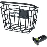 Basil Bremen Alu Bicycle Basket KF - Frontal - Inclut le système de fixation - Noir