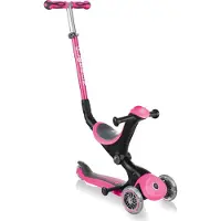 Globber GO-UP DELUXE - Tricycle 3 en 1, 120/80 mm, ABEC 5, 3 roues, réglable en hauteur, mécanisme de pliage, rose