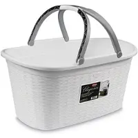 Stefanplast Blanc Panier à Linge Grand Panier à Linge Complet 35 lt. Élégance avec poignées 58 × 38 × 29,5h cm