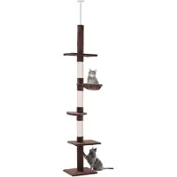 PawHut Arbre à chat arbre à griffer avec poteaux en sisal réglable en hauteur D30-209