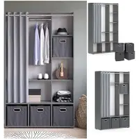 Vicco Armoire Luigi Gris 38x178.1cm avec boîtes pliantes (grises), Model 40726
