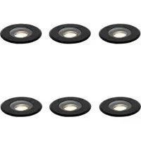 QAZQA Ensemble de 6 spots de sol extérieurs modernes noirs 35 mm orientables IP65 - Delux