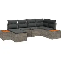 vidaXL Ensemble de canapés de jardin , 7 pièces, 6 places, gris, en résine tressée
