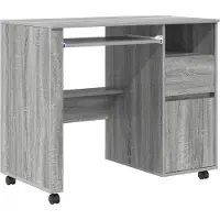 vidaXL Table sur roulettes , en panneaux de particules imitation bois Sonoma, gris, 91 x 50 x 77 cm