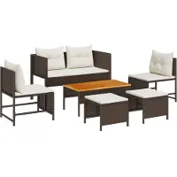 vidaXL Ensemble de canapés de jardin , 6 pièces, marron et crème, en polyrotin