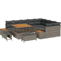 vidaXL Ensemble de canapés de jardin , 12 pièces, 11 places, gris, en résine tressée