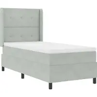 vidaXL Lit boxspring avec tête de lit gris clair 90 x 190 cm velours