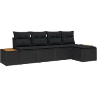vidaXL Ensemble de canapé de jardin avec coussins avec mémoire 6 pcs noir Polyrattan
