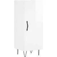 vidaXL Sideboard blanc brillant 34,5x34x90 cm Matériau dérivé du bois