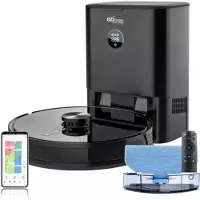 EZIclean Aspirateur robot laveur I-Bot Z7 Smart connecté avec base aspirante 40 W Noir