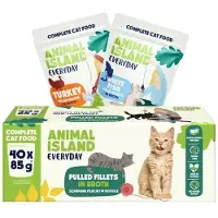 Animal Island Everyday Turkey And White Fish Fillets In Broth Wet Cat Food 40x85g Clair