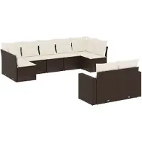 vidaXL Salon de jardin avec coussins 9 pcs marron résine tressée