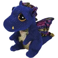 TY Dragon 15 cm bleu saphir/or avec yeux scintillants Peluche