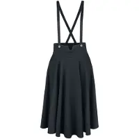 Voodoo Vixen Jupe mi-longue Rockabilly de - Jupe Salopette Noire Toyin Herringbone - S - 4XL - pour Femme - noir - Taille 4XL