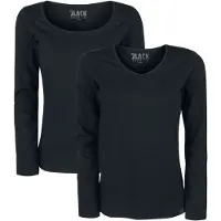 Black premium by emp T-shirt manches longues de - Hauts Manches Longues - Lot De 2 - S - 5XL - pour Femme - noir - Taille S