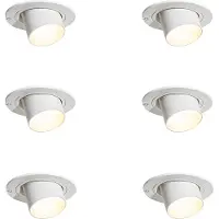 QAZQA Ensemble de 6 spots encastrables blancs GU10 35mm ronds inclinables - Installa
