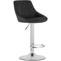 Leobert Tabouret Valora KAST Velours Noir Chrome x1 - Tabouret noir élégant avec des accents chromés