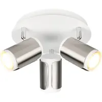 TRIO Plafonnier, métal, nickel blanc mat, réglable, D 30 cm