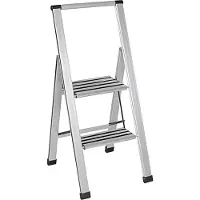 Wenko Marchepied escamotable Escabeau Marchepied Budget Antidérapant 2 marches Aluminium Design