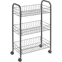 Metaltex 344403000 Lugano Lava Chariot multi-usages 3 pièces 41 x 23 x 63 cm TouchTherm, noir mat