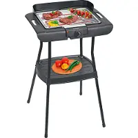 Bomann Gril électrique BQS 2244 CB, Barbecue de table, Indoor-Outdoor, gril électrique sur pied pour balcon/camping/jardin, grille, protection contre le vent
