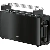 Braun ht3110bk – Grille-pain, 1000 W, 1 port, contrôle déplacement, grille démontable, stockage de câble, Noir