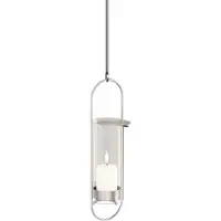 Höfats Bougeoir OVAL CANDLE 35 argent Acier inoxydable/Verre Ø 10 cm Photophore Torche de jardin