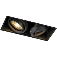 QAZQA Spot encastré noir GU10 orientable et inclinable à variateur d’intensité sans cadre 2 lumières - Oneon