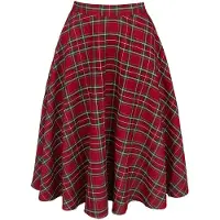 Hell Bunny Jupe mi-longue Rockabilly de - Jupe Irvine - XS - 4XL - pour Femme - rouge - Taille XS
