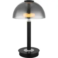 Globo Lampe de table Uldin noir avec verre fumé