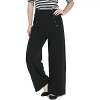 Hell Bunny Pantalon en toile Rockabilly de - Pantalon Swing Carlie - XS - 4XL - pour Femme - noir - Taille L