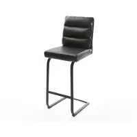 DELIFE Chaise-de-bar Pela-Flex cuir véritable noir chaise cantilever métal plat